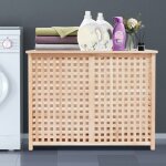 Panier  linge sale  double range de cases avec couvercle, panier  linge, panier  linge  large ouverture, ...