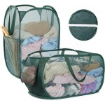 Panier  linge sale pliable grand 70l pop up corbeille  linge en maille bac  linge avec poigne et ...