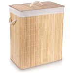 Panier  linge de salle de bain en bambou, double compartiment, divis, pour vtements