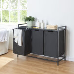 Panier  linge saltvik  3 compartiments noir [en. casa]