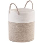 Panier � linge tress�, 58 l, en corde de coton, grand panier � linge pour couvertures, jouets, v�tements ...