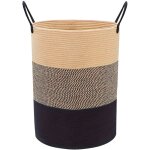 Panier � linge tress�, 58 l, en corde de coton, grand panier � linge pour couvertures, jouets, v�tements ...