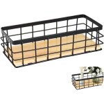 Panier m�tal noir d�coratif 1 pi�ce ? base bois amovible, pour fruits, snacks, cuisine, garde - manger ...
