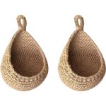 [jamais utilis�] lot de paniers muraux suspendus, panier de rangement d�coratif en corde de coton pour ...