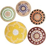 Paniers muraux tiss�s boh�me lot de 5, rotin naturel fait main, d�coration suspendue pour salon ou chambre ...
