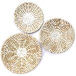 Panier mural tiss� � suspendre en osier - d�coration murale boh�me ronde en rotin - paniers d�coratifs ...