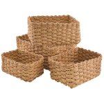 Panier osier rangement salle de bain corbeille enfant jaune en papier bio cologique lot de 4 pour jouets, ...
