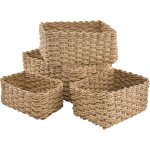 Panier osier rangement salle de bain corbeille enfant jaune en papier bio cologique lot de 4 pour jouets, ...