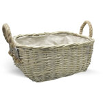 Panier � pain en osier ivoire avec poign�es en jute cm 34 x 25 x h 14