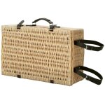 Panier pique - nique bois de saule pour 4 personnes, coffret avec compartiment isotherme, couverture, ...