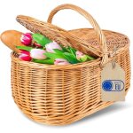 Panier pique - nique en osier et couvercle 45 x 30 x 38 cm