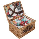 The home deco factory - panier de pique nique avec vaisselle pour 4 personnes