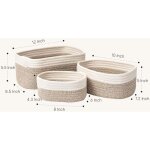 Panier rangement, lot de 3 panier de rangement tress�s en coton, corbeille rangement pour salle de bain, ...