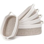 Panier rangement, lot de 5 panier tiss� corde de coton, panier rangement pour salle de bain, cuisine, ...