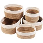 Panier rangement, lot de 5 panier de rangement tresss en coton, corbeille rangement pour salle de bain, ...