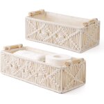 Paniers rangement akramee tiss�s main, lot de 2 ivoire, style boh�me, pour chambre / salon