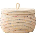 Panier de rangement de corde en coton avec couvercle, paniers ronds tisss pour l'organisation, paniers ...