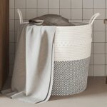 Design in - panier de rangement gris et blanc �43x38 cm coton cfw58025
