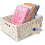 Panier de rangement en osier blanc - 40 x 30 x 16 cm
