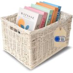 Panier de rangement en osier blanc - 40 x 30 x 24 cm