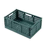 Panier de rangement pliable en plastique, vert fonc�, format moyen, usage domestique