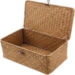 Panier de rangement en rotin tress�, bo�te de rangement avec couvercle, jonc de mer, paniers � linge, ...