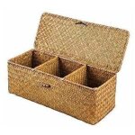 Panier de rangement shining house avec couvercle, coffre rectangulaire en osier avec compartiments, organis, ...