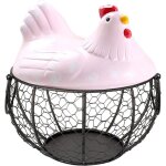 Panier rangement pour ?ufs, avec couvercle pour poule en c�ramique, organisateur collations aux fruits, ...