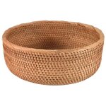 Panier rond en rotin naturel grand plateau pour pain fruits et stockage aliments