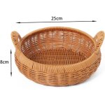 Panier rond tress� � la main, plateau de rangement tress� � la main, corbeille � fruits pour bureau, ...