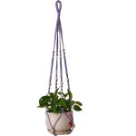 Panier suspendu pour plante d'int�rieur en corde de coton violette, 85 cm, avec perles en bois, d�coration ...
