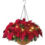 Panier suspendu pr��clair� avec lumi�res led, pommes de pin et d�coration de baies rouges pour d�coration ...