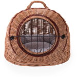 Panier de transport en osier pour chats et autres animaux, panier ovale avec fermeture en m�tal et coussin ...