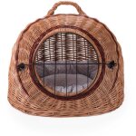 Panier de transport en osier pour chats et autres animaux, panier ovale avec fermeture en m�tal et coussin ...