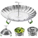Panier vapeur, panier vapeur pour l�gumes pour la cuisine. panier vapeur pliable pour l�gumes en acier ...