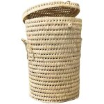 Panire  linge ronde palmier naturel 38x38x53 cm