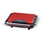Panini grill rouge 750 w avec pieds anti drapant, plaque grill anti - adhsive - techwood tpg - 755