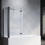 Sonni - panneau de baignoire noir paroi pliante en verre pour baignoire paroi de douche 2 parties h. ...