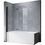 Sonni - panneau de baignoire pliable noir 120x140cm nano verre esg 6mm pare - douche pour baignoire