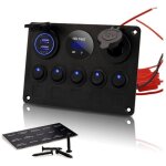 Panneau de commutateur  bascule  5 gangs - interrupteur  bascule tanche - double usb dc 12v / 24v ...
