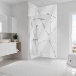 Panneau mural lot de 2 panneaux 100 x 255 cm marbre de carrare brillant, rev�tement pour douche et salle ...