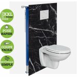 Panneau coffrage wc suspendu , l120l1200. 4 cm, effet marbre noir, infinite black by sanizo