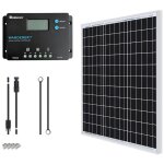 Panneau solaire renogy 50 w 12 v avec contrleur de charge lcd pwm 10 a 12 / 24 v, kit adaptateur, cables, ...