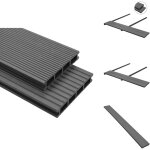 Vidaxl - panneaux de terrasse avec accessoires wpc 16 m 2, 2 m gris - parquet extrieur - lames de terrasse ...