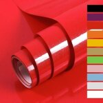Papier adhesif pour meuble rouge brillant 60x500cm, papier peint adhesif, imperm�able vinyle autocollants ...