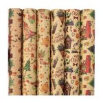 Papier cadeau nol, 12 feuilles papier d'emballage de nol, papier kraft emballage cadeau noel, recycl ...