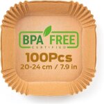 Papier cuisson air fryer - 100 pices food - grade bpa gratuit, 20 x 20 cm, pour friteuse sans huile ...