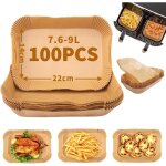Papier cuisson air fryer 22x14cm, 100pcs papier air fryer rectangle antiadhsif rsistant  l'huile et ...
