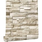 Papier peint auto - adh�sif effet brique 44cmx300cm pierre feuilles autocollant amovible d�coratif pvc ...