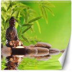 Papier peint bouddha bougie et pierres zen 200x200